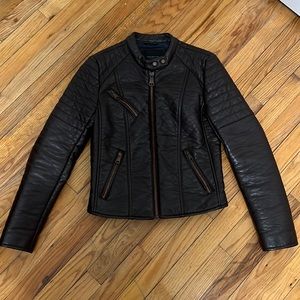 Marc New York Brown Faux Leather Moto Jacket XS